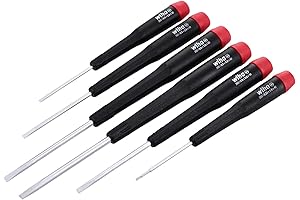 Wiha 26090 Precision Slotted Screwdriver Set with SoftFinish Precision Handle - 6 Piece