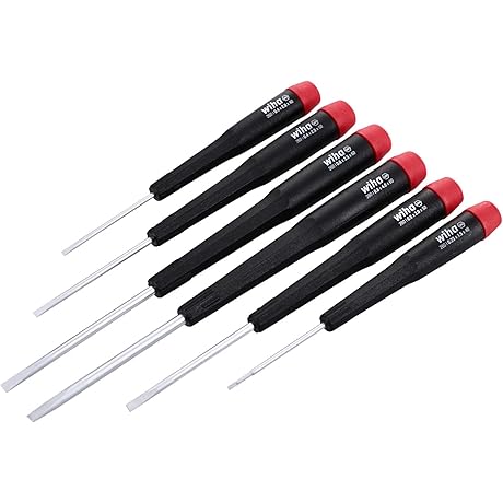 Wiha 26090 Precision Slotted Screwdriver Set with SoftFinish Precision Handle - 6 Piece