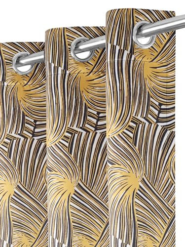 Image of Printed 2 Piece Polyester Eyelets Blackout Opaque Curtains with Tie Back, for Bedroom and Living Room (Door (7 Feet), Rustic Swirl)