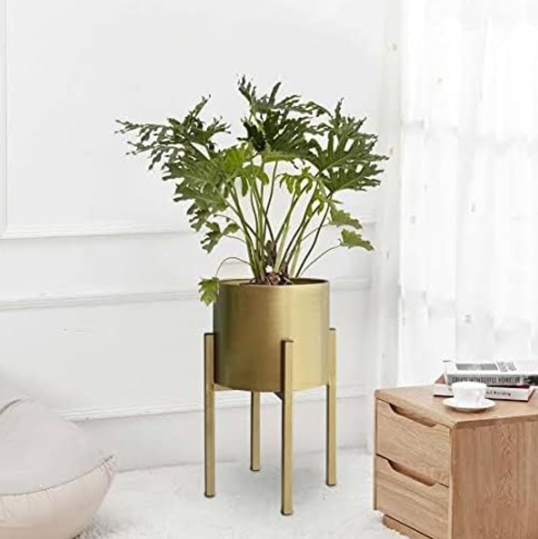 Neumark Iron Home and Garden Decor Flower Planter Pot Stand with Pot (Golden) (Gold, Standard) 40 cm tall (B07XN63KCL) Amazon Price History, Amazon Price Tracker