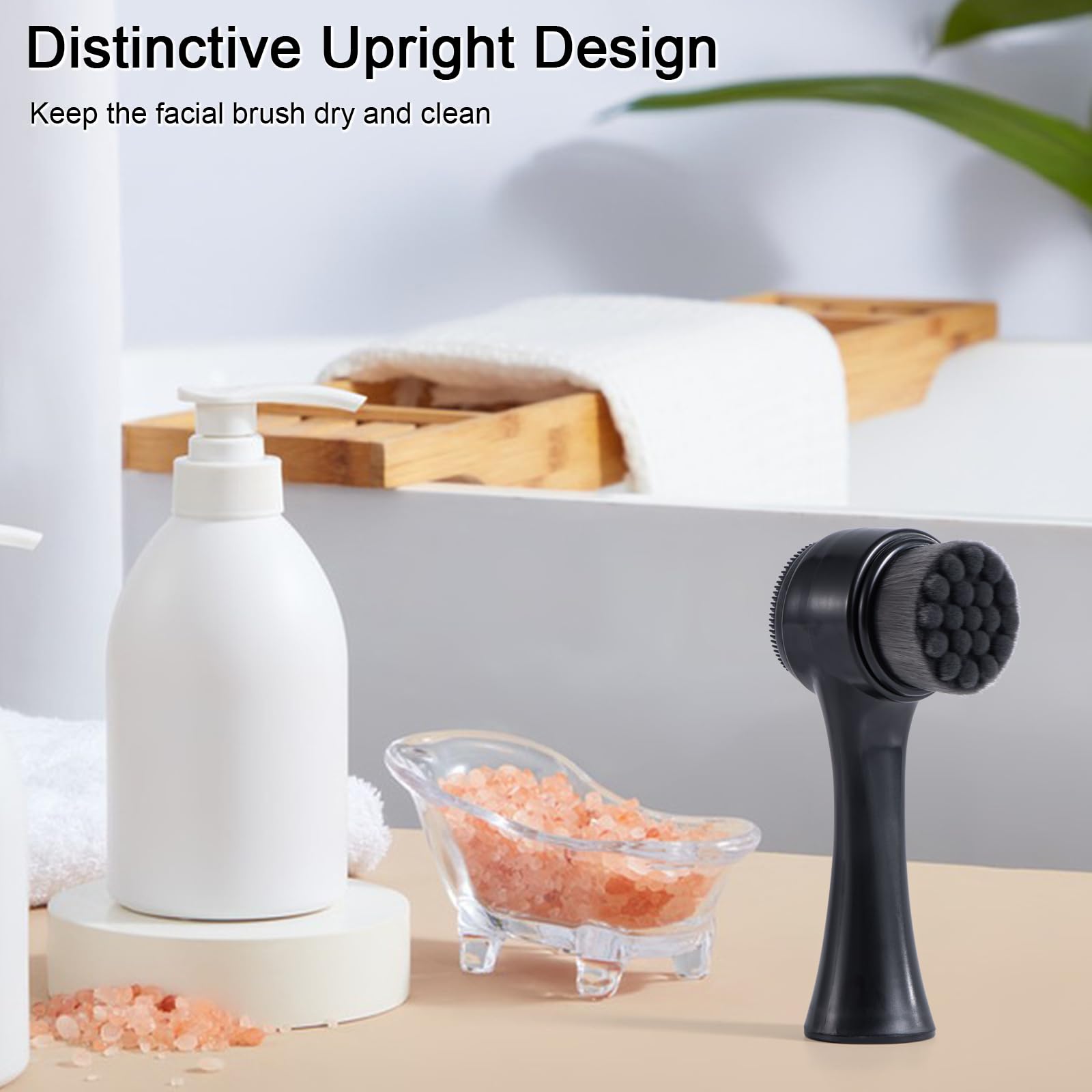 Yebeauty Facial Cleansing Brush, Double Side Manual Silicone Cleansing Brush, Soft Bamboo Charcoal Fiber Exfoliating Face Wash Brush, Pore Deep Cleansing Tool for Massaging, Makeup Removal, Black