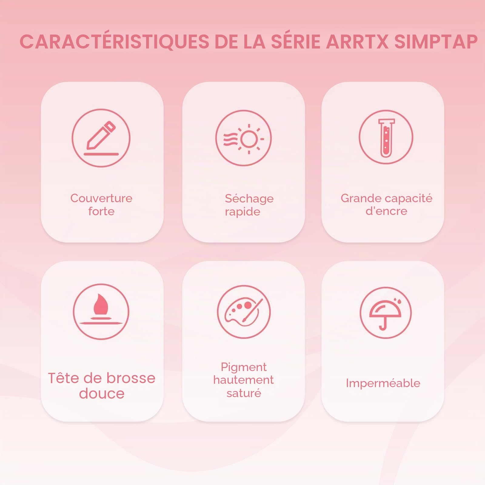 Arrtx Lot de 48 marqueurs acryliques Simptap - Forte opacité - Pointe pinceau - Marqueurs de peinture acrylique pour peinture sur roche, bricolage, artisanat