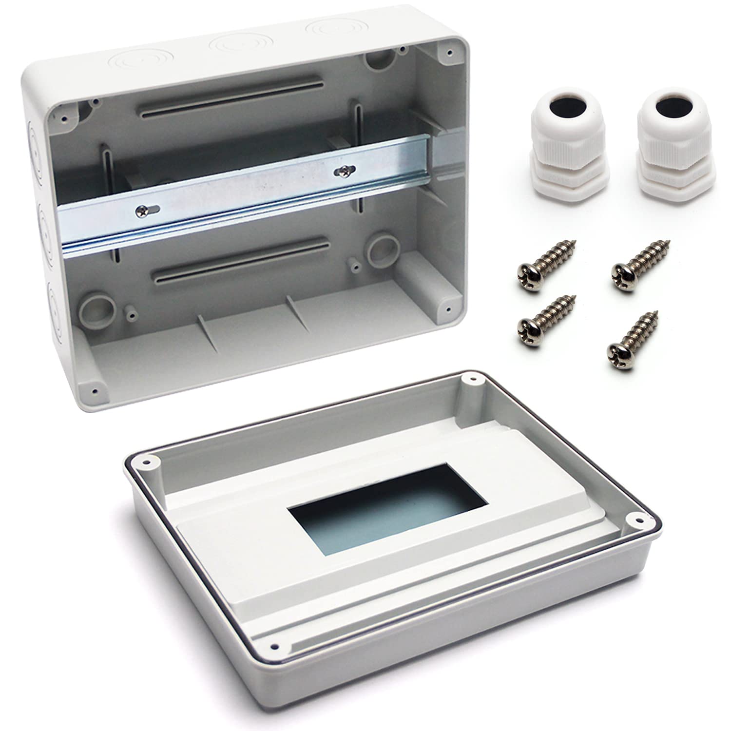 Fielect Circuit Breaker Box 12 Way ABS Plastic Distribution Protection Box IP65 Waterproof Distribution Box with Transparent Cover, 250 x 195 x 110mm / 9.84" x 7.67" x 4.33" - Image 3