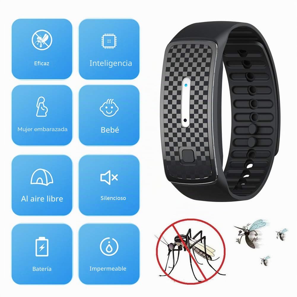 Pulsera Repelente DE Ajustable Modaza DE Muñeca Repelente Ultrasónica, 150H USB RECARGEBLE REPELLENTE DE INSECTOS, Bandas DE Mosquitos, Pulsera Anti -Mosquitos para Niños para