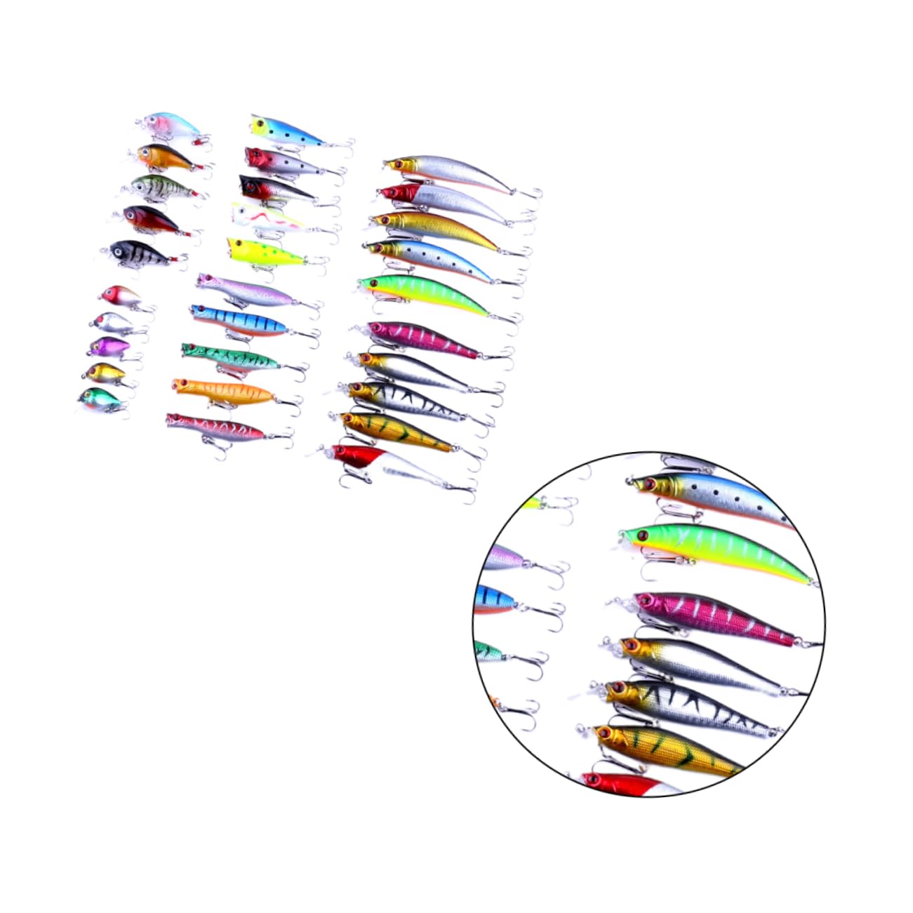 Leurres de Pêche Synthétiques en Métal Forme Poisson 30 Pièces 6 Spécifications