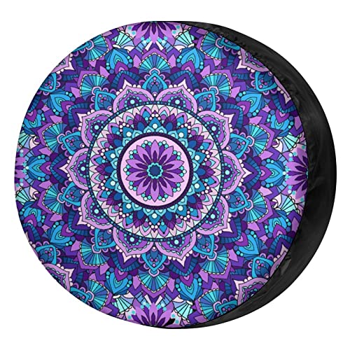 Image of Bohemian Style Mandala Print Spare Tire Cover Dust-Proof Wheel Tire Cover Fit Trailer, RV, SUV and Many Vehicle 13inch