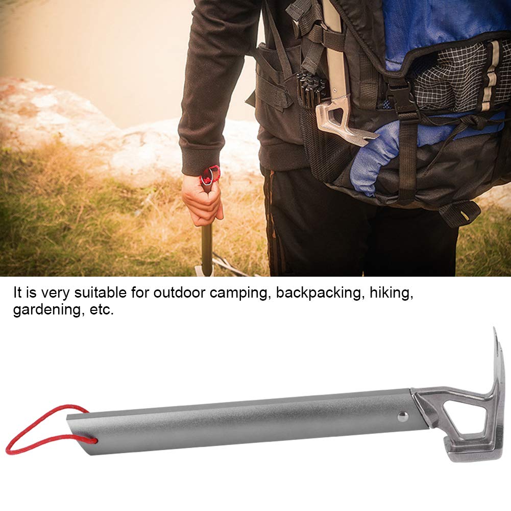 Multifunktionaler Camping Hammer, Edelstahl Leichte Zeltstifte Pfahl Nagelzieher Entferner für Camping Wandern Gartenarbeit