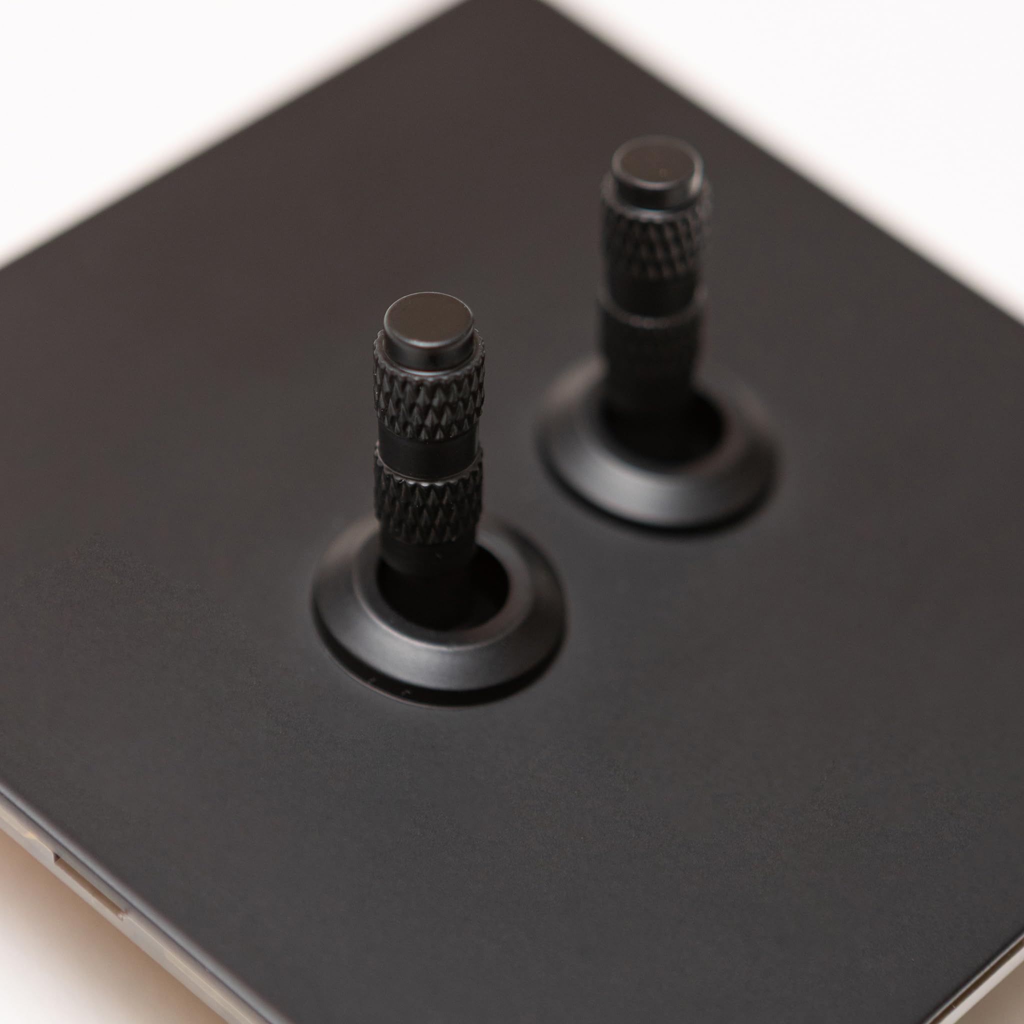 Foundry Series Knurled Toggle Switch and Sockets – Matte Black (2 Gang Intermediate Toggle)