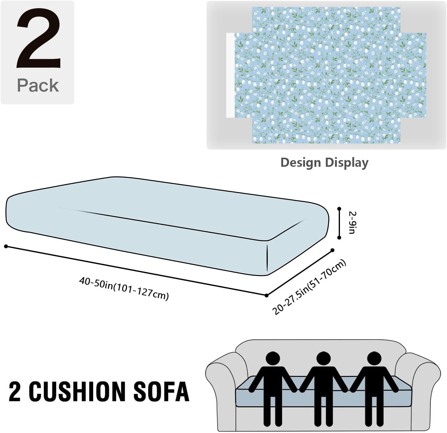 Easter Bloom White Flower Loveseat Covers Couch Covers for 2 Cushion Couch, 2-Piece Stretch Sofa Slipcovers Anti-Slip Washable Furniture Protectors for Dogs Pets