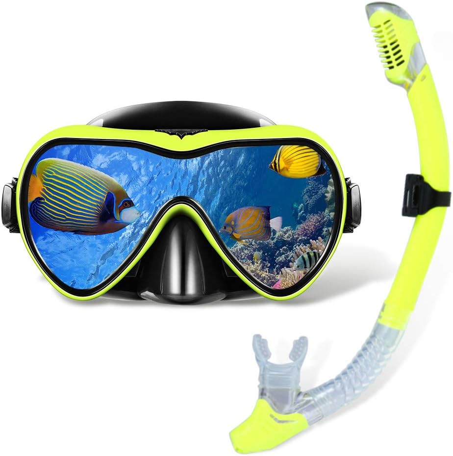 Gugusure Dry Snorkel Set, Snorkeling Gear with Anti Fog and Anti Leak Tempered Glass, Panoramic Wide View and Easy Breathing for Scuba Diving and Swimming, Ideal Snorkel mask for Adults, Youth, Women : Everything Else