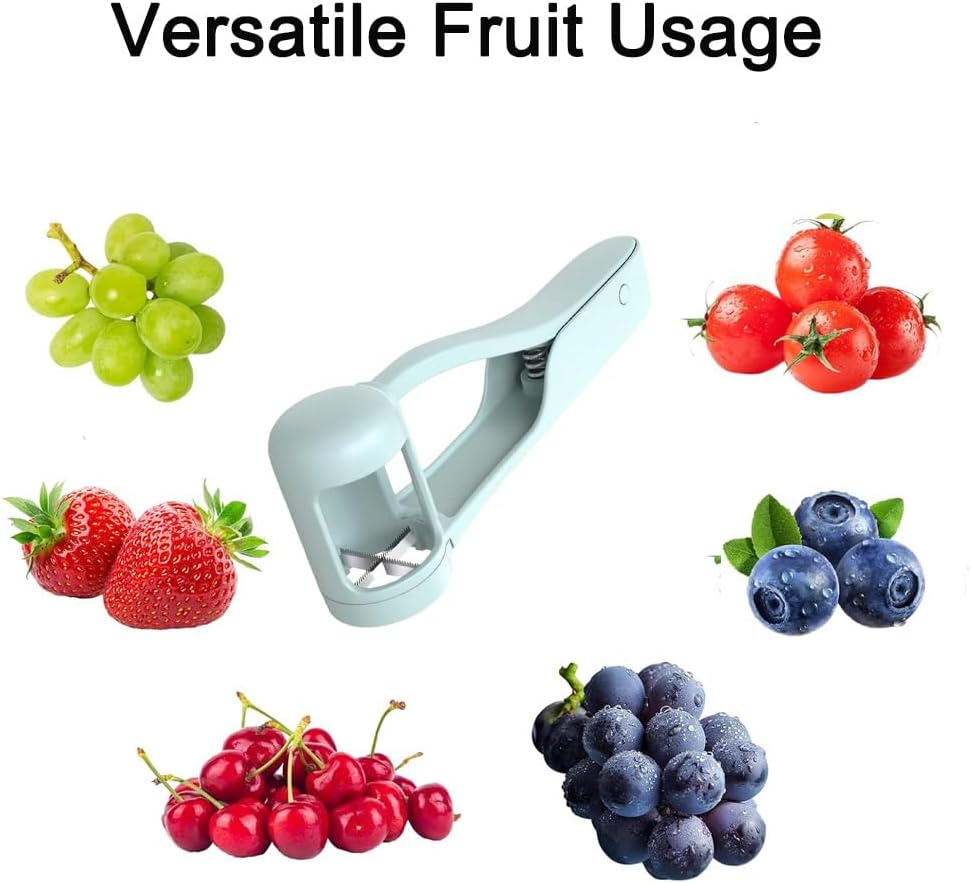 ABS Grape Cutter Stainless Steel Sharp Blades, Cherry Tomato Strawberry Grape Slicer, Vegetable & Fruit Kitchen Cutting Tool, Easy to Clean (White)
