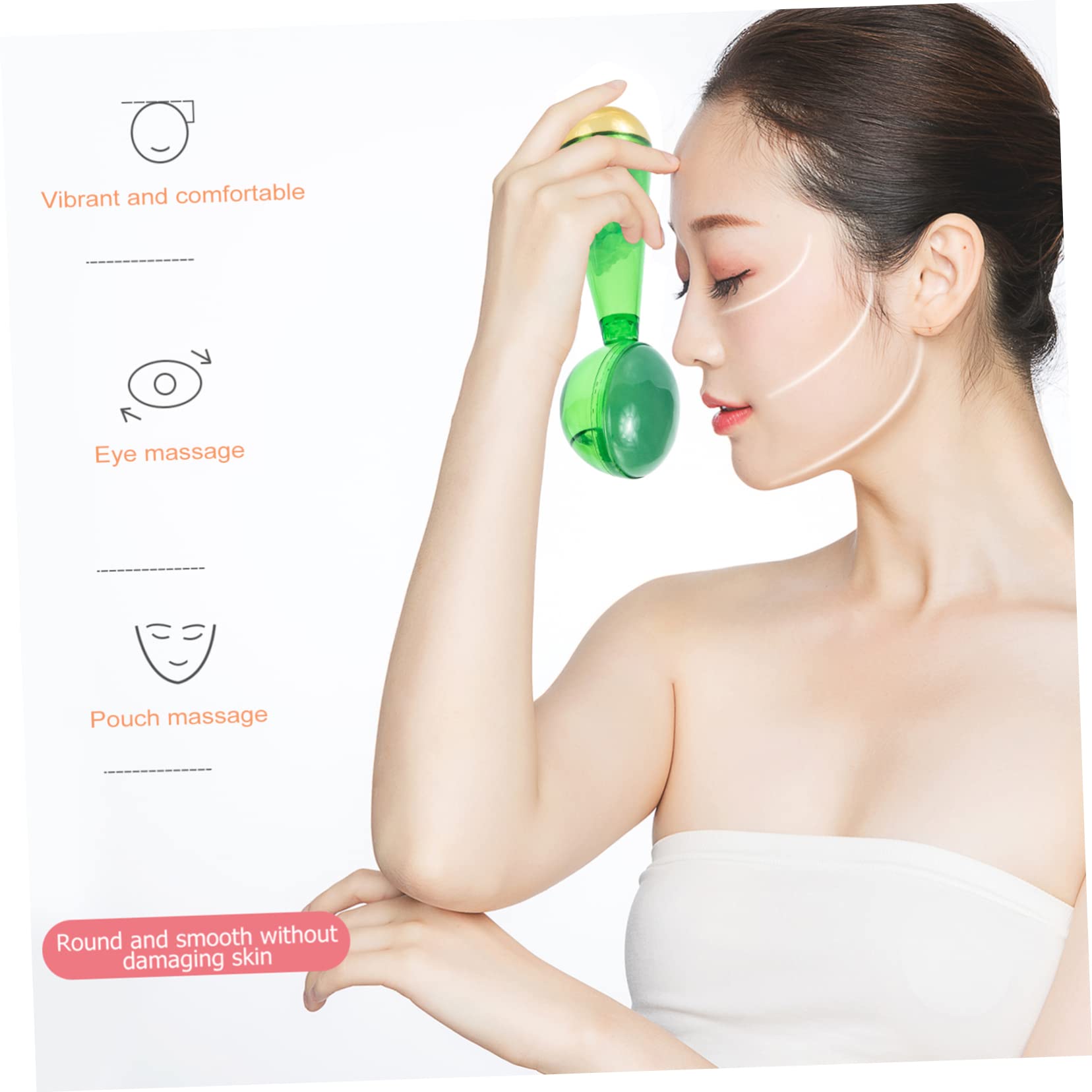Rodillo Facial de Jade Verde, Globos de Hielo para Cuidado Piel, Portátil y Cómodo, para Uso en Casa y Viaje, Masaje Refrescante