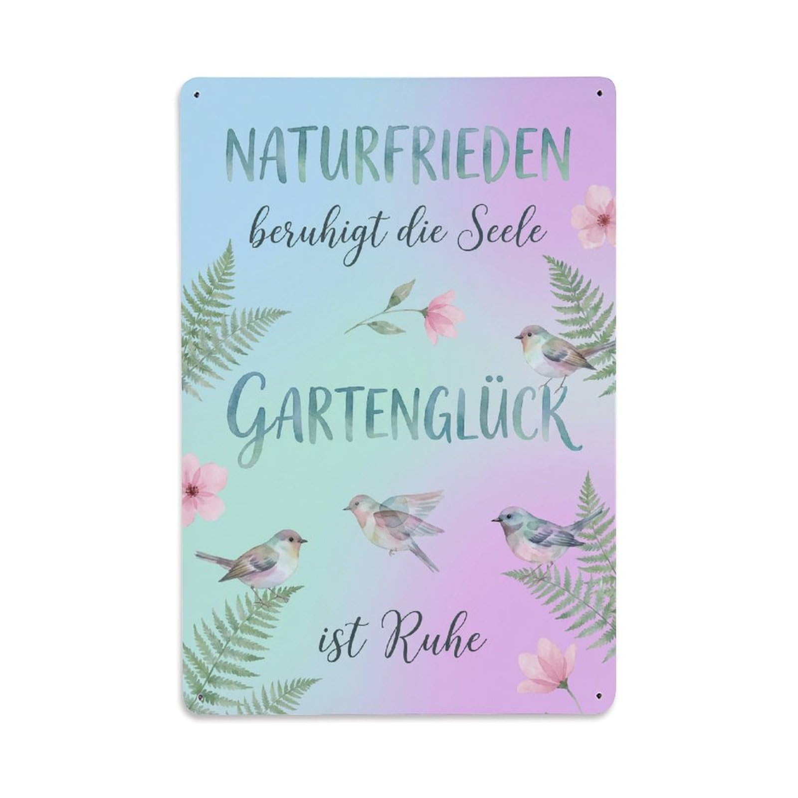 Watercolor Nature Peace Tranquil Lovely Metal Tin Sign Plaque Wall Decor for Cafe, Club Bar, Office, Garden Metal Poster 8x12Inch