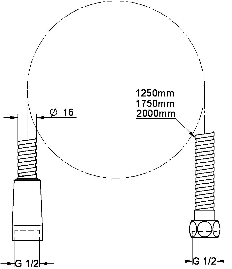 グローエ(GROHE) メタルシャワーホース1/2 1750mm (金属製外装) 2816500J