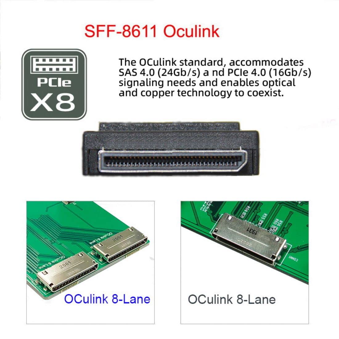 chenyang CY SFF-8611 - Cable SFF-8611 a SFF-8611 (conector de datos SSD, 1 macho a 2 conectores SSD, 50 cm)