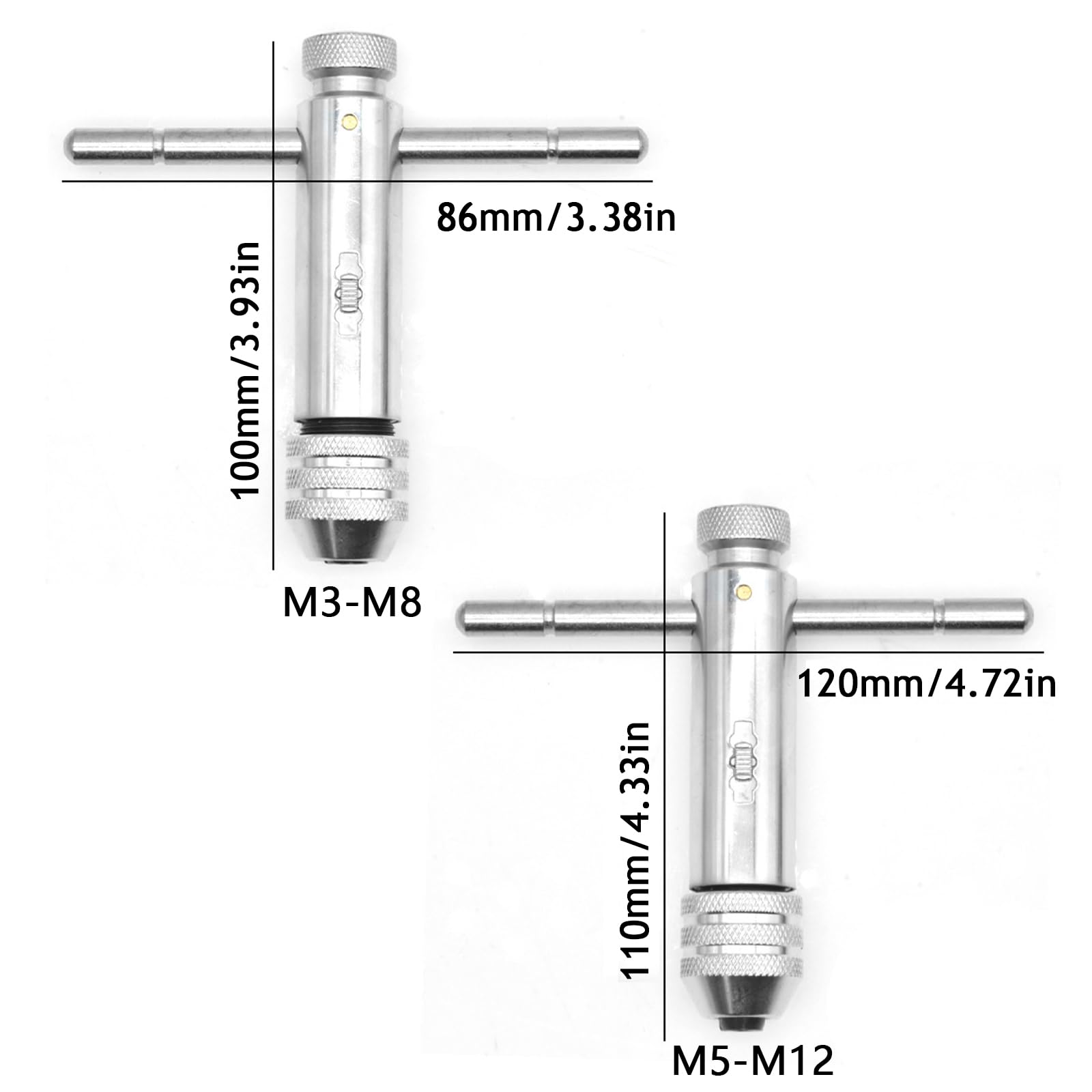 Juego de 2 Llaves de Grifo con Bloque de Abrazadera Ajustable para machos de roscar de 3 a 12 mm, Reparaciones, tareas mecánicas del hogar.