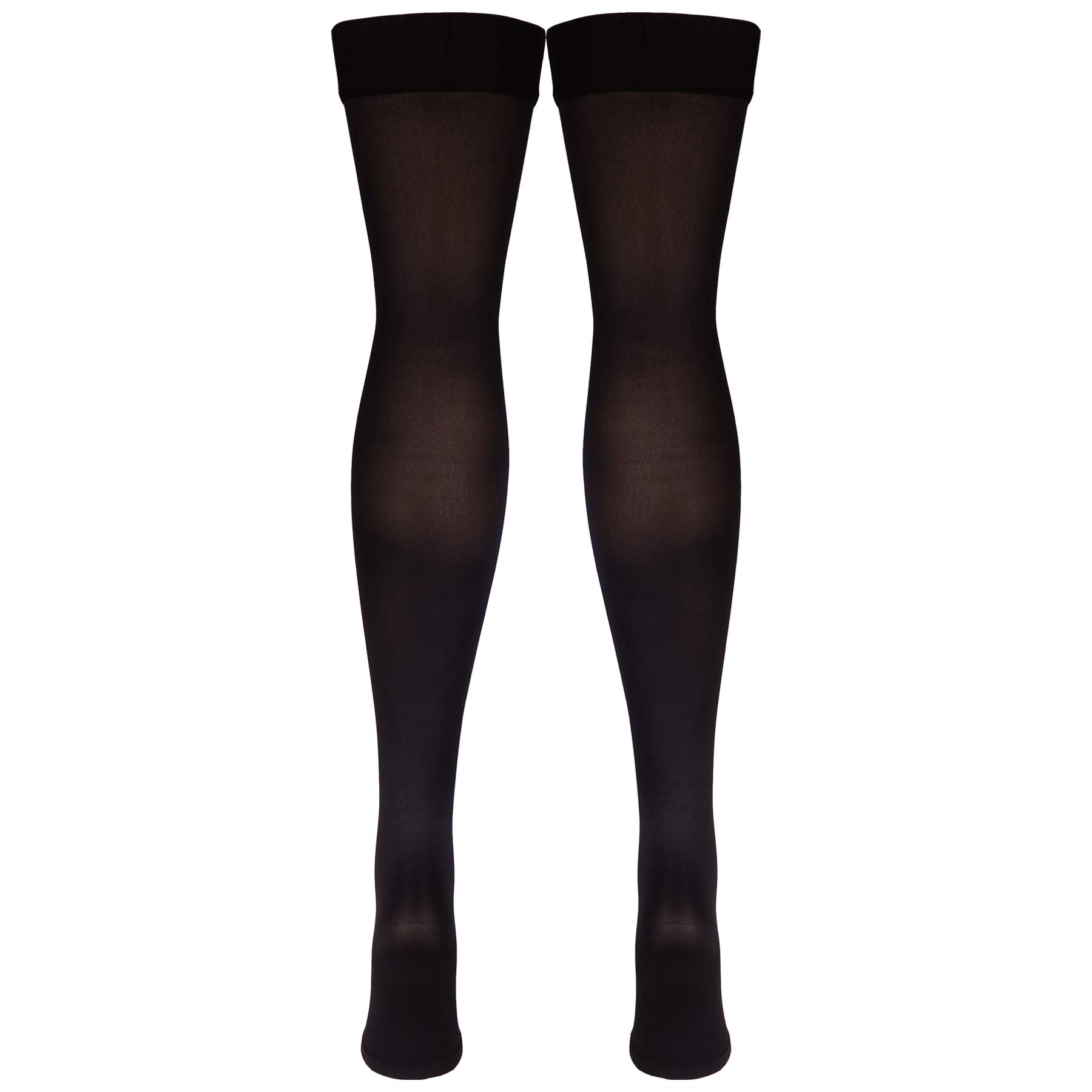 Truform 20 – 30 mmHg medias de compresión de alta del muslo, abierto en los dedos de la mujer, L, Negro, 1