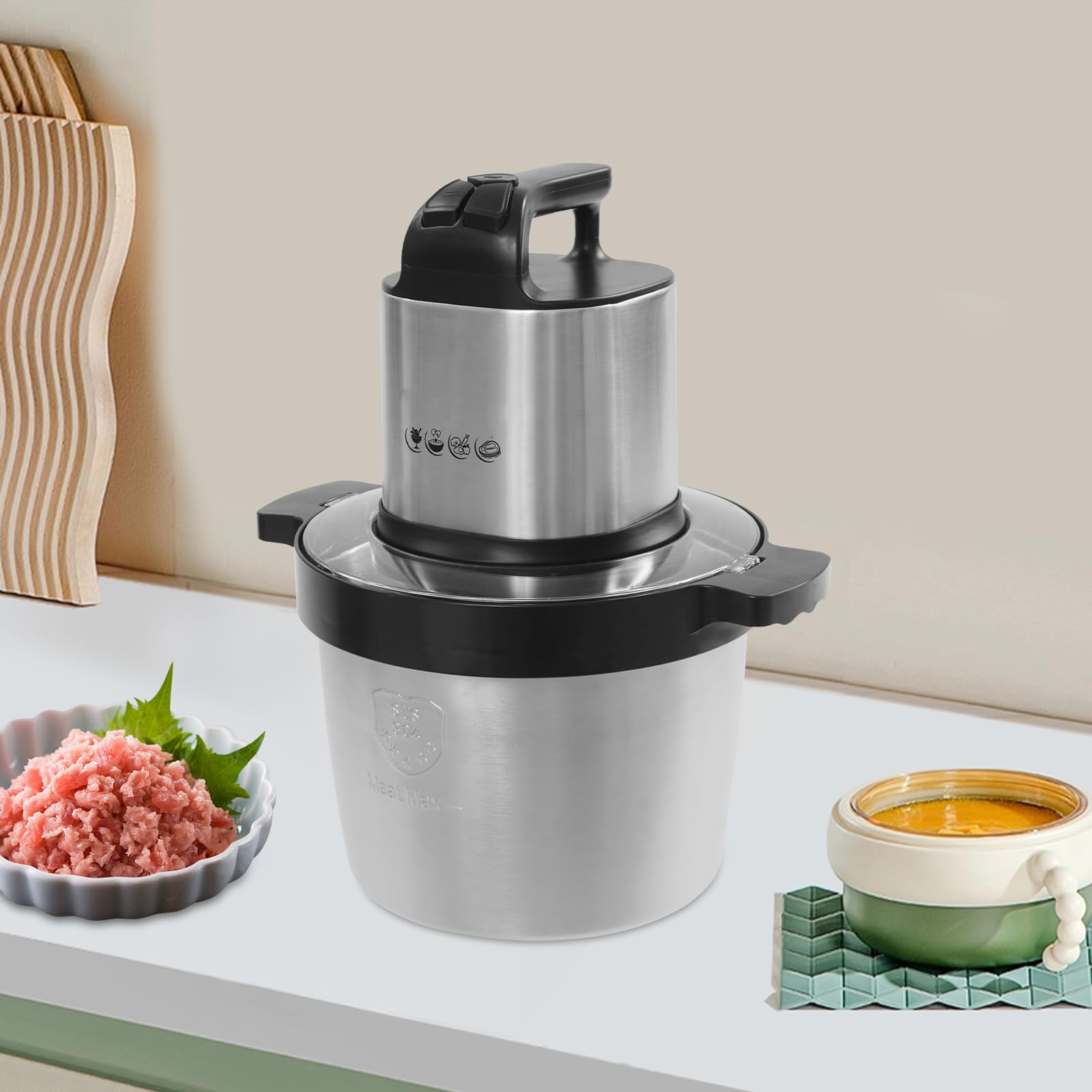 Tritatutto elettrico grande, 1500 W, tritatutto elettrico da 6,5 l, tritatutto universale per frutta, verdura, carne
