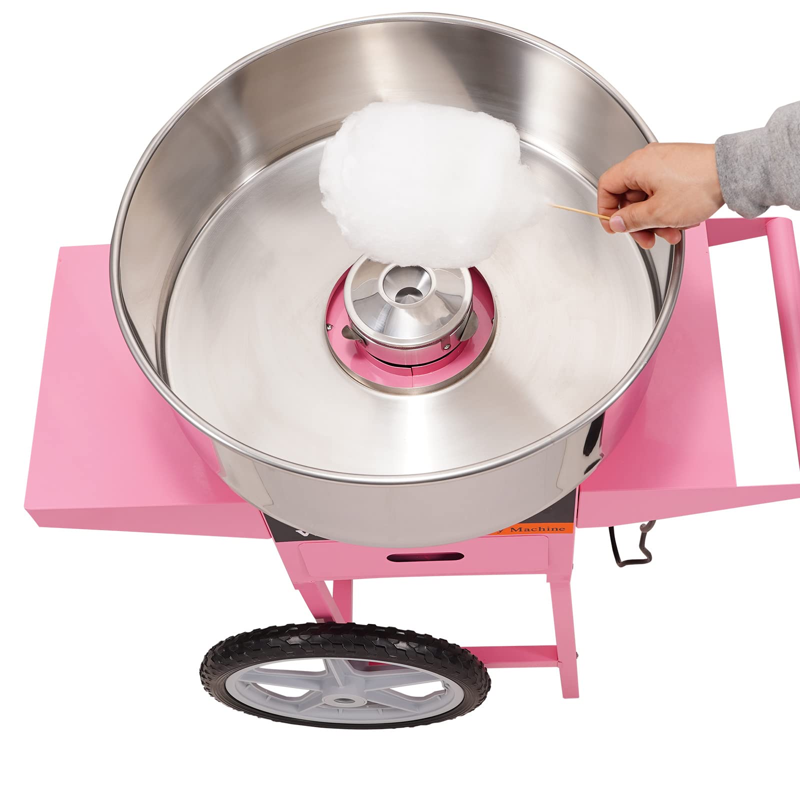 VEVOR Machine à Barbe à Papa Professionnelle avec Chariot 1000 W Appareil à Barbe à Papa Commercial 6 PCs/min Bol en Inox Alimentaire Température 65-245 °C pour Faire Bonbons Fête Anniversaire Enfants