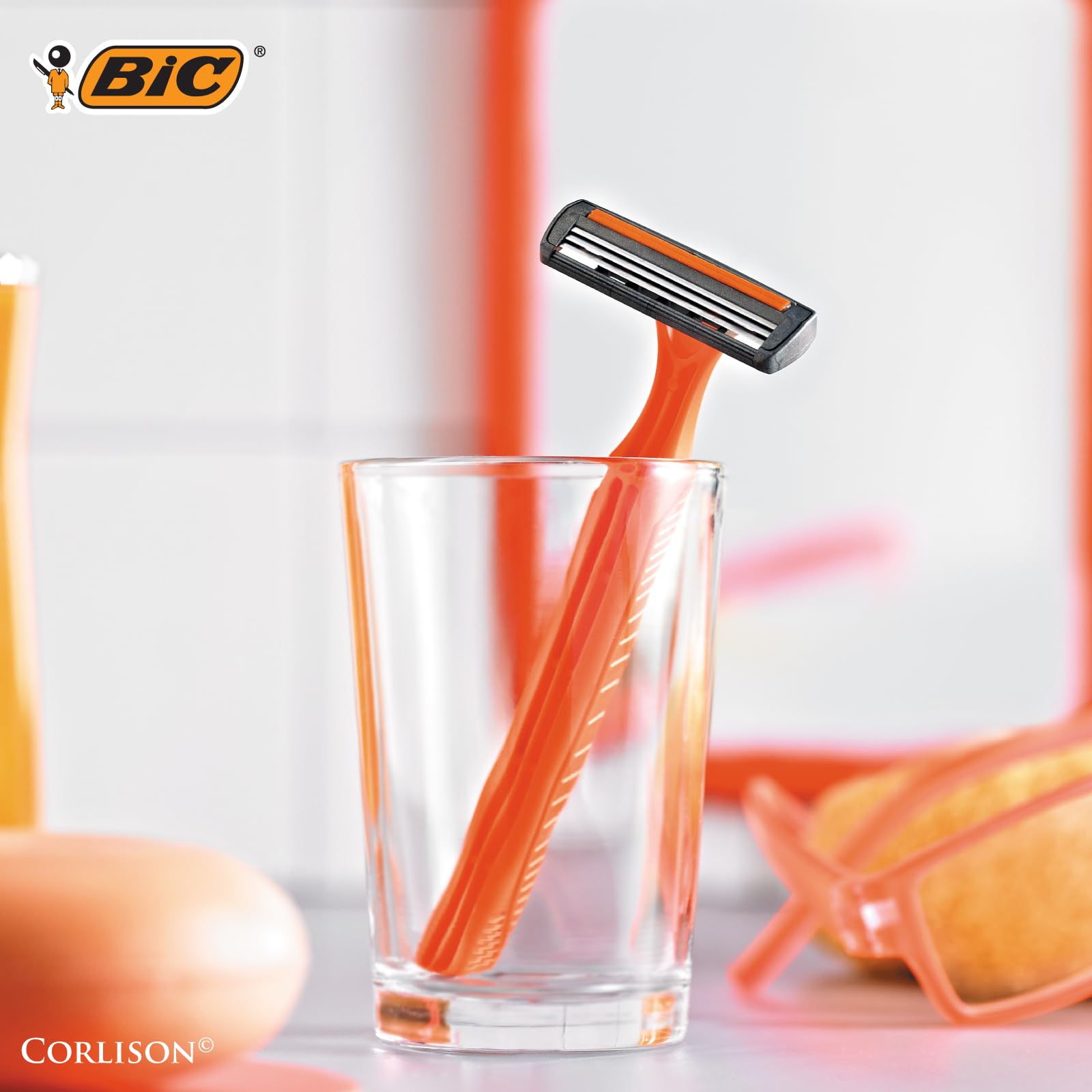 BIC 3 Men Sensitive Disposable Razors Pack of 6 (4+2) Triple-Blade Shaver with Lubricating Strip & Flexible Head for Extra-Close, Comfortable Shaving Sensitive Skin