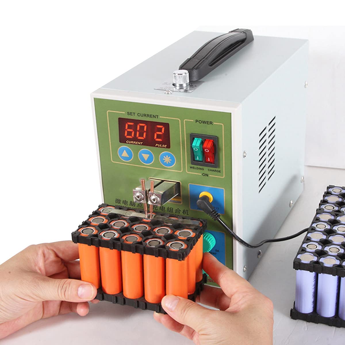 Puntatrice a Doppio Impulso, Saldatrice a Batteria al Litio 18650, con Funzione Test di Carico e LED
