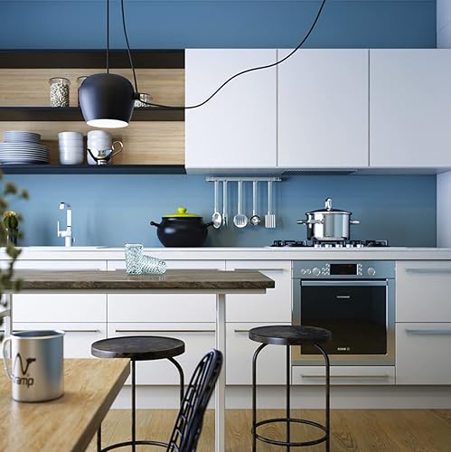 Miniatura 4 de Ismoon Papel de contacto azul mate de 15.7 x 236 pulgadas, papel tapiz azul mate, papel tapiz extraíble, papel tapiz autoadhesivo de película de