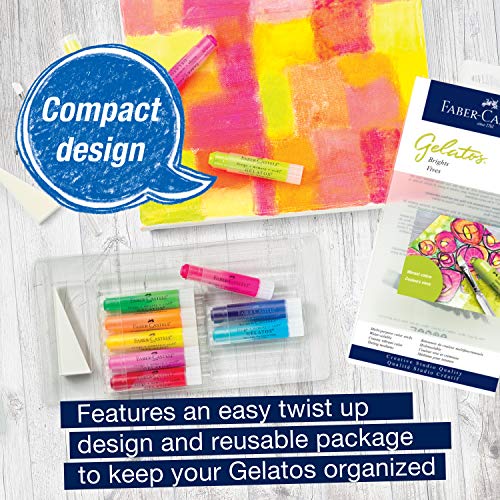 Faber-Castell Gelatos Colors Set, Brights - Water Soluble Pigment Crayons - 12 Bright Colors #TOP5