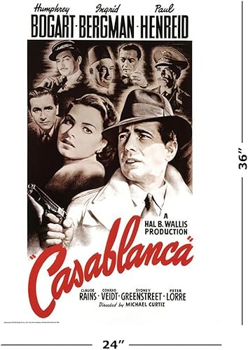 Miniatura 2 de Casablanca - Póster de película (estilo regular, color blanco) (tamaño 24" x 36")
