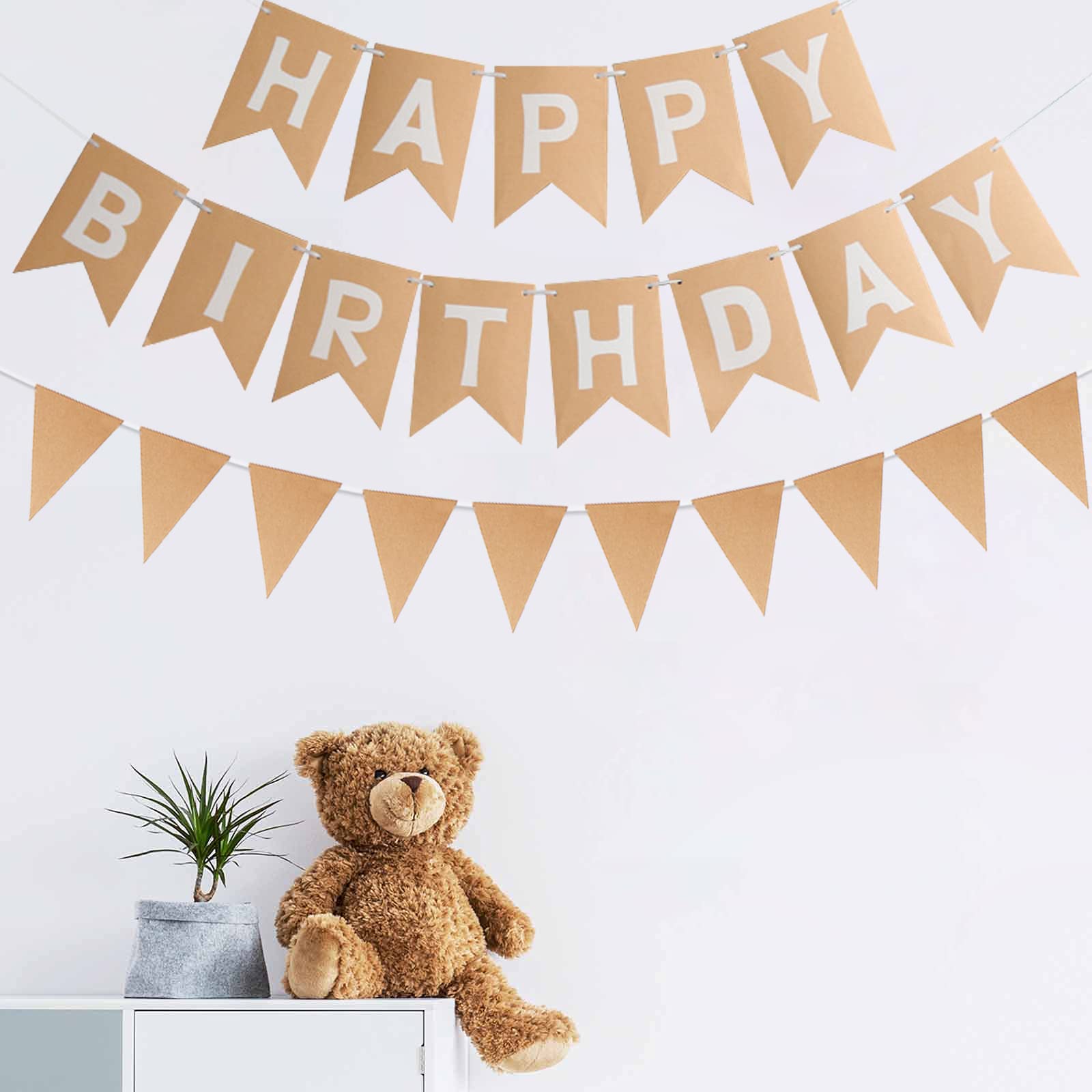 Guirnalda De Fotos Para Cumpleaños - Papel Kraft, Con Soporte Para 12 Fotos 10x15 Cm