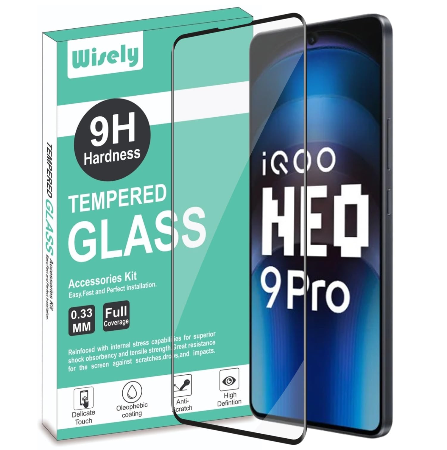 Wisely Edge To Edge Smartphone Tempered Glass For Iqoo Neo 9 Pro 5G |6.78 Inch| Screen Protector With Easy Installation Kit - Black (B0CXM1NT15) Amazon Price History, Amazon Price Tracker