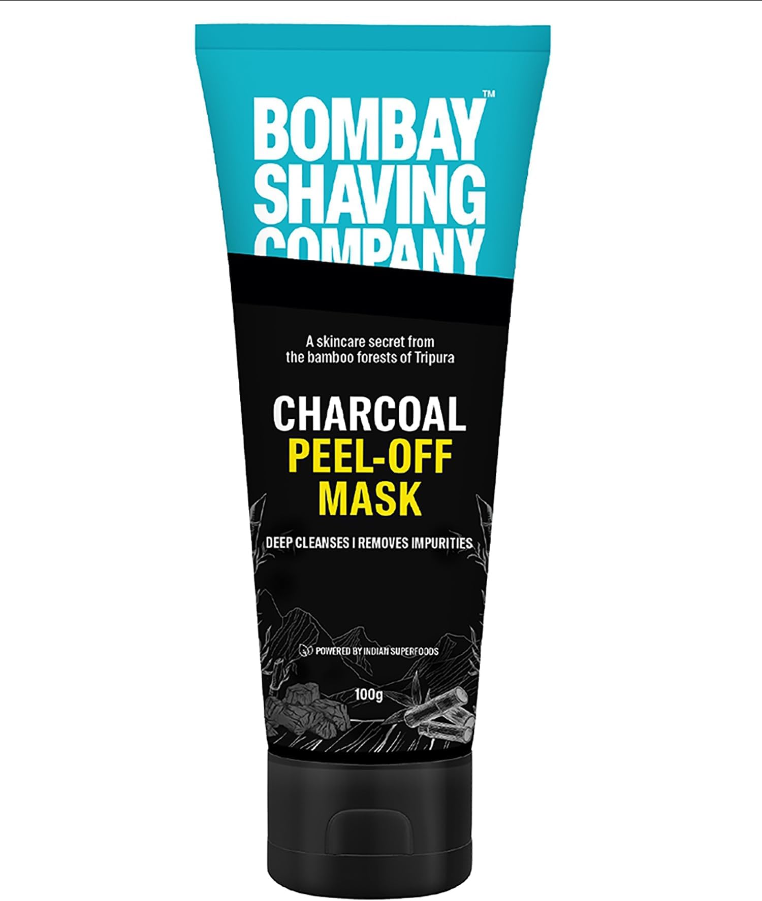 Bombay Shaving Company Charcoal Peel Off Mask for Men | 5X Detoxifying Power | Removes Blackheads & Whiteheads | Fights Pollution & Brightens Your Skin | Peel Off Mask With Tea Tree & Pomegranate For Clear, Oil-free Skin, 100 g