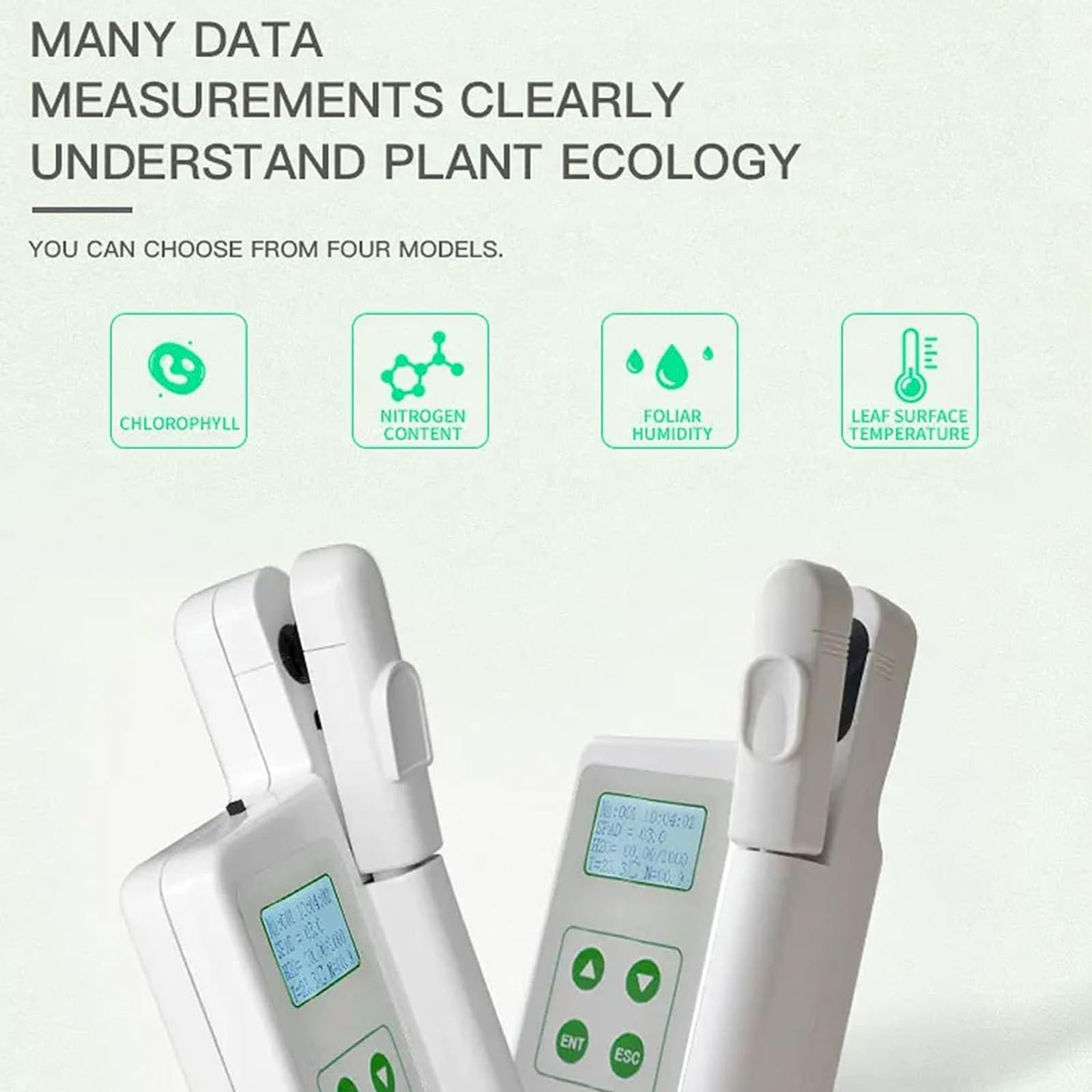 Medidor de nutrientes de Plantas,Analizador de clorofila portátil,Medidor de clorofila,para clorofila/nitrógeno/Temperatura/Humedad,Batería de Litio 2000MAH,con exportación de Datos USB