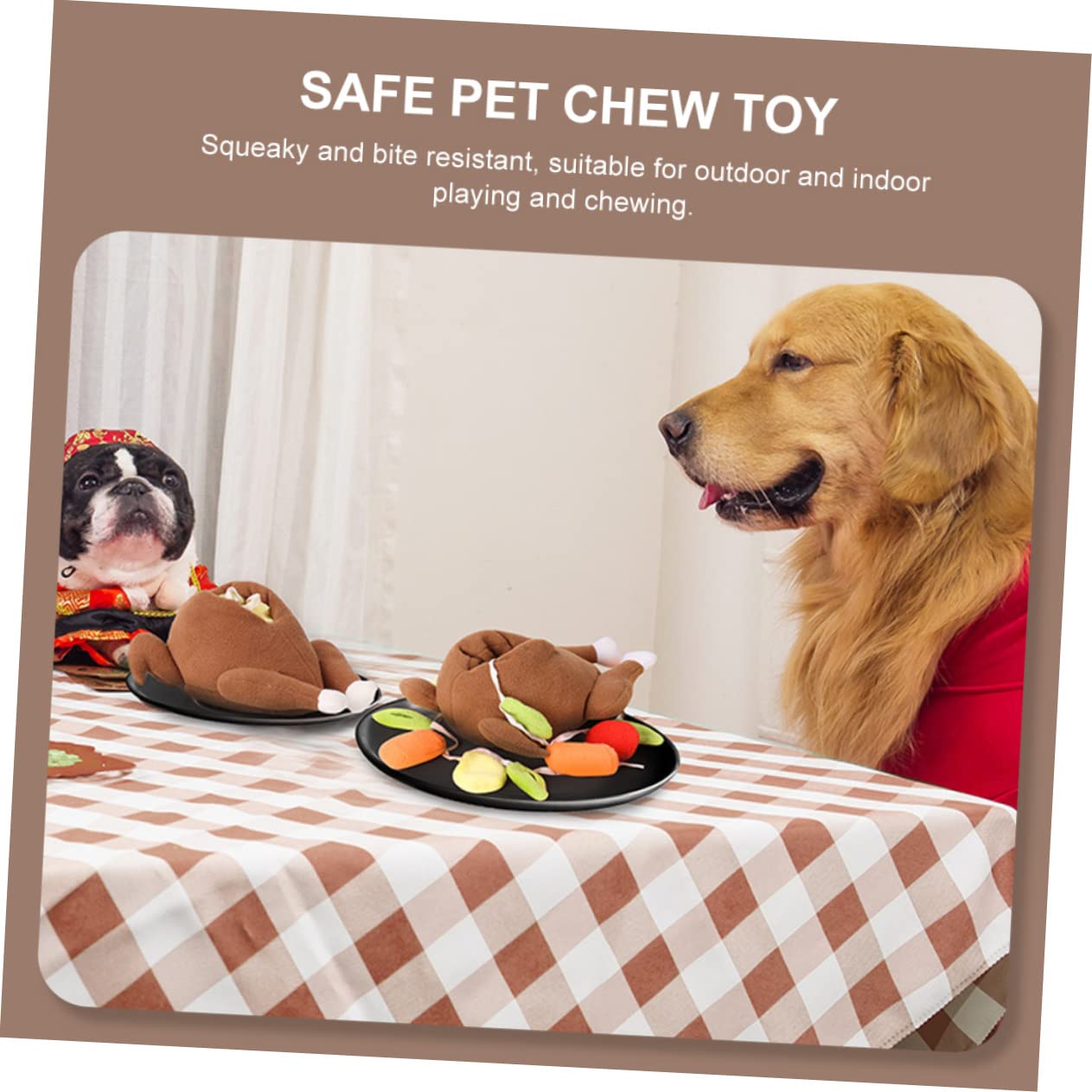 minkissy 3pièces Jouet Interactif pour Chien Jouet à Mastiquer Peluche Design Dinde pour Et Entraînement des Animaux De Compagnie