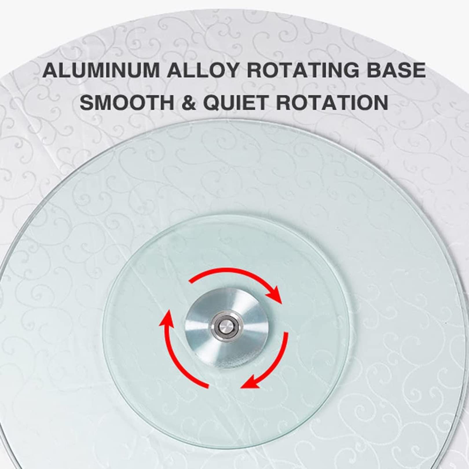 Giradischi Rotondo in Vetro temperato da 10 mm, Lazy Susan Trasparente Grande, Vassoio da Portata Girevole da Tavolo Rotondo da Cucina, Vassoio Girevole in Vetro con Sistema di Assistenza Gi