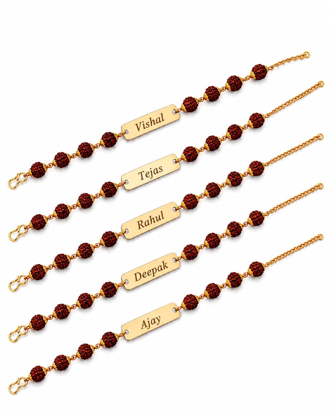 custom Customized Name Rakhi | Premium Designer Raksha Bandhan Rakhi with Rudraksha Beads & Soft Thread | Pack of 5-picture-42