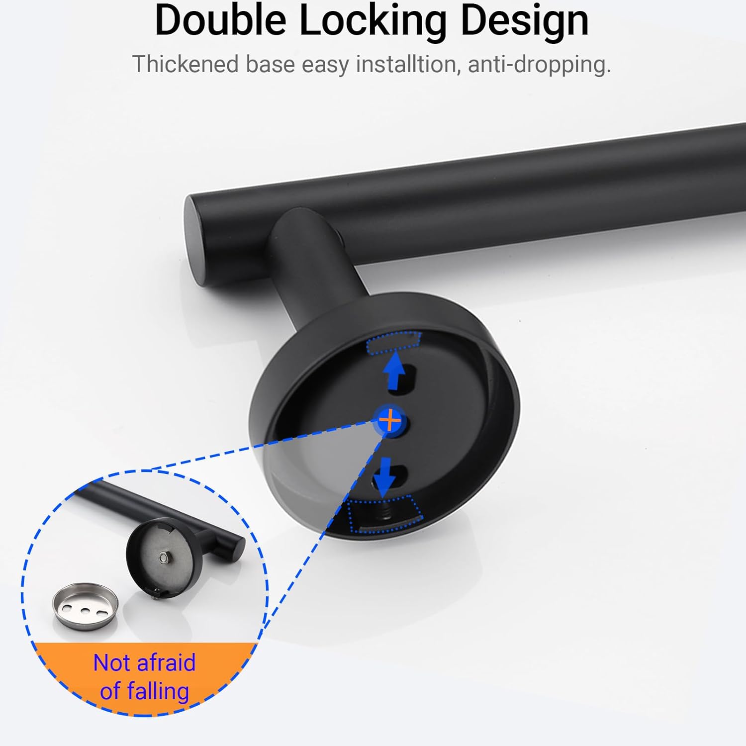 Miyili Matte Black 36" Towel Bar SUS 304 Stainless Steel Towel Holder for Bathroom or Kitchen Wall Mount, A01B90A