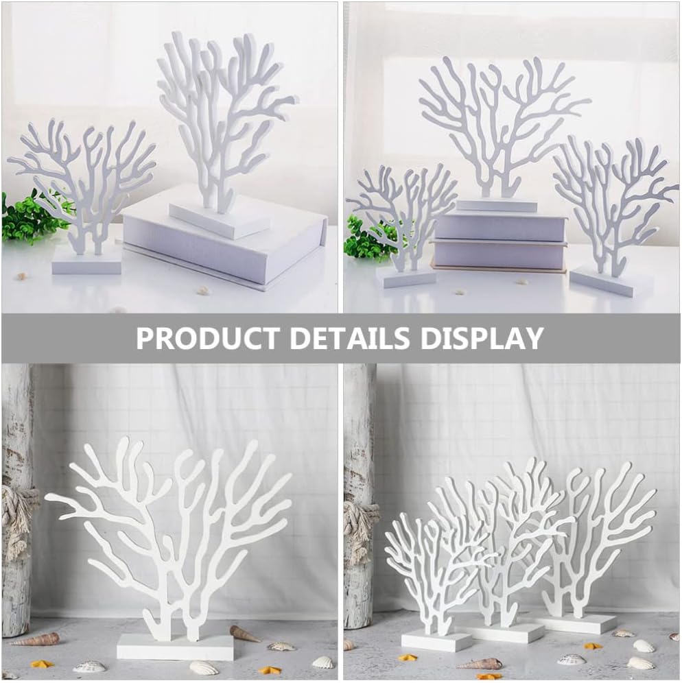 BESPORTBLE Wood Coral Table Centerpiece, 3Pcs Mermaid Coral Reef Decor- Under The Sea Mermaid Birthday Party Decorations Supplies