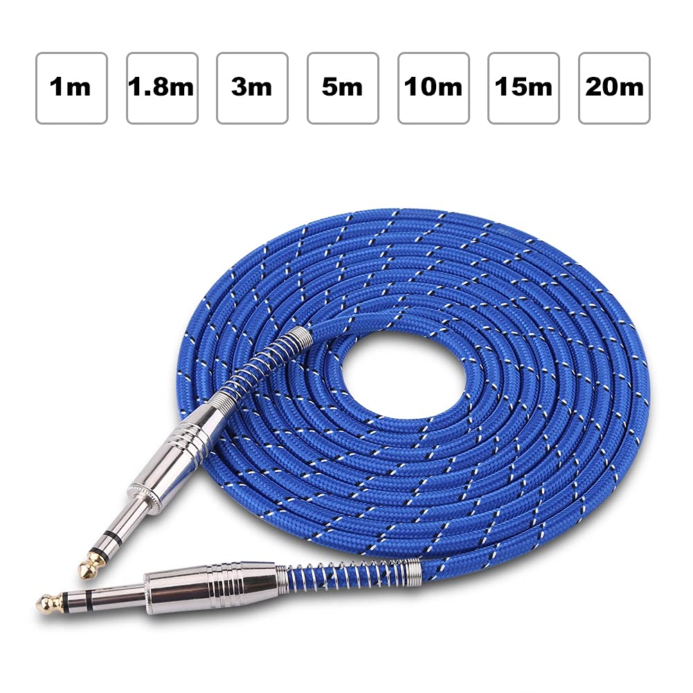 Cavo Audio da 6,35 Mm, Cavo per Cuffie Maschio a Maschio Cavo per Amplificatore per Chitarra Cavo per Cuffie Cavo di Prolunga Audio per Mixer per Chitarra Elettrica Stereo ﻿(20 Meter)