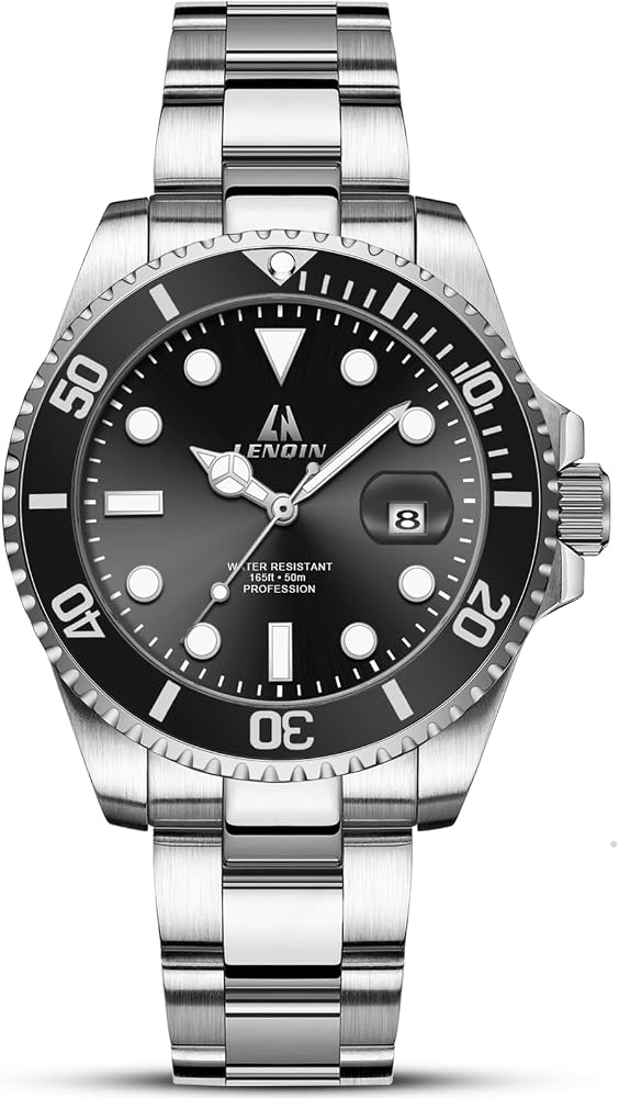 LN LENQIN Mens Watches Stainless Steel Waterproof Analog Quartz Watch for Men with Date Luminous Fashion Wristwatch