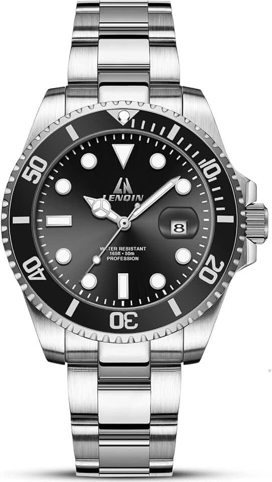 LN LENQIN Mens Watches Stainless Steel Waterproof Analog Quartz Wat...