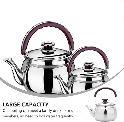 Miniatura 2 de LIFKOME Hervidor de té tradicional de acero inoxidable resistente con parte inferior sándwich y manejo especial de tacto fresco, acabado de espejo,