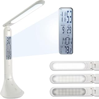 OttLite Travel LED Task Lamp with ClearSun LED Technology - Cordless, Digital Display & Touch Activated Controls - Portable Desk Lamp with Rechargeable Battery - for Home Reading, Office