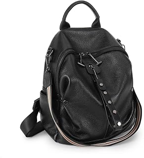 Leather Backpacks Purse for Women, Lightweight Casual Travel Convertible College Handbag Shoulder Bags Large Capacity for Work and College (Black), Black, Traditional Backpacks