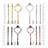 WHZAZGW 4 Sets of 3 Tier Cake Plate Stand Handle, Metal Fruit Cake Cupcake Plate Stand Handle Fitting Hardware, Crown Fittings (Sliver & Gold & Red & Black)