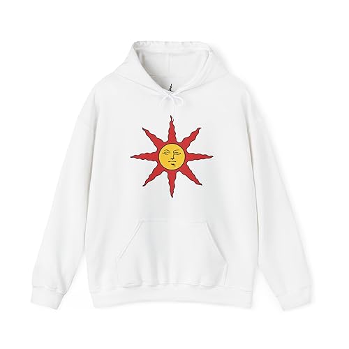 Drippy Souls Soulsborne Solaire of Astora White Hooded Sweatshirt for Dark Fantasy Gamers - Large - White