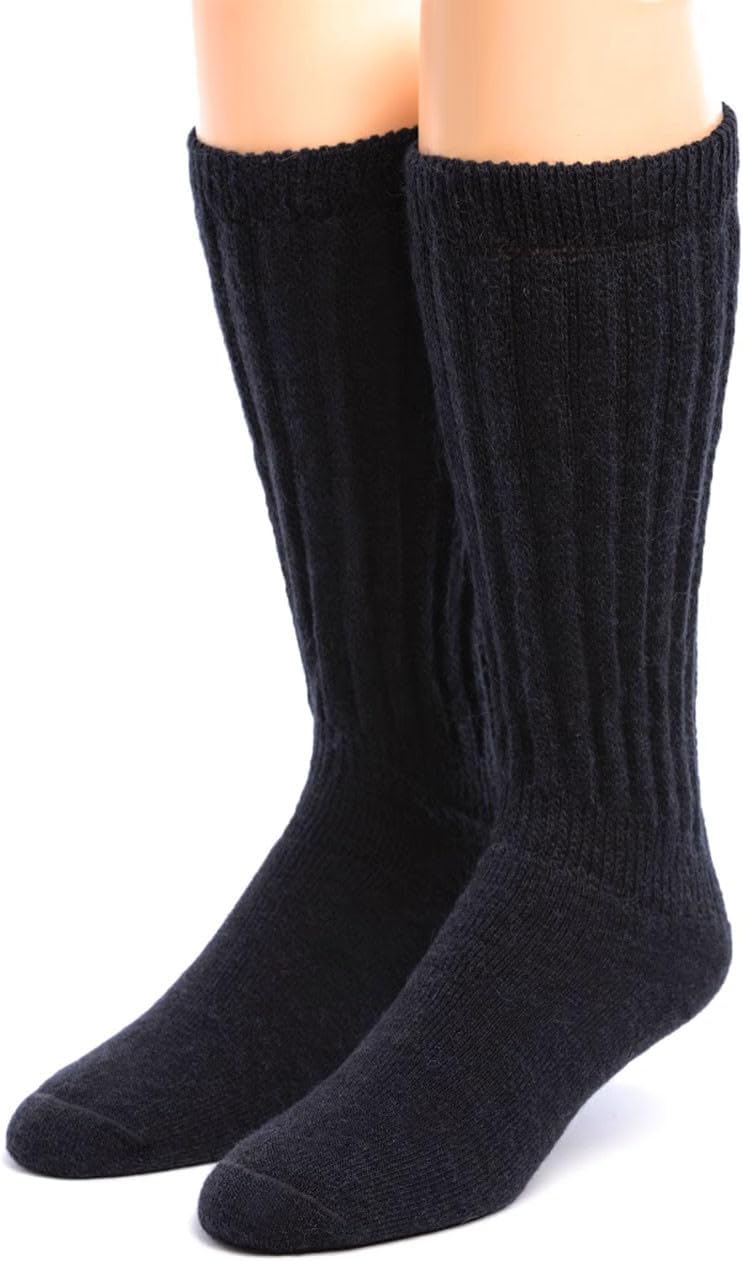 WARRIOR ALPACA SOCKS • Extra Wide • Loose Top • Terry Lined Alpaca Socks • Unisex • Comfort Band • Crew