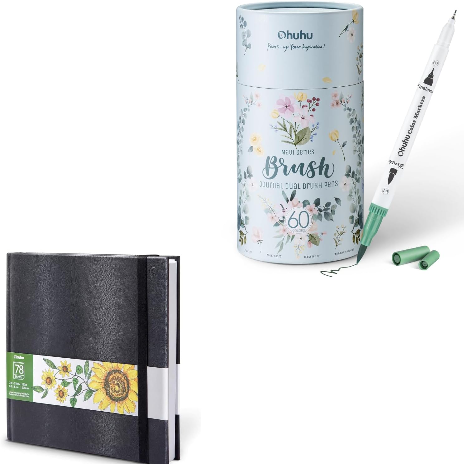 Ohuhu Coloring Markers 60 Colors & Marker Paper Pad