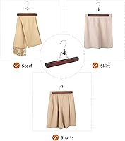Vista 6 de Yaxa Basics Perchas de madera para pantalones, organizador de armario, cereza, paquete de 10