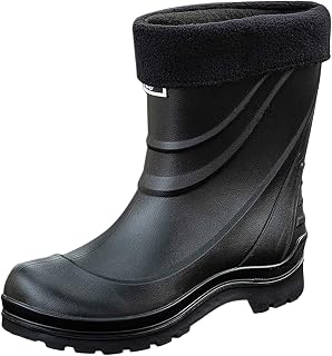 Botas de lluvia para hombre impermeables | Botas de goma para hombre forradas bajas | Botas de lluvia transpirables de goma | Botas de goma antideslizantes para exteriores, Negro , 44 EU