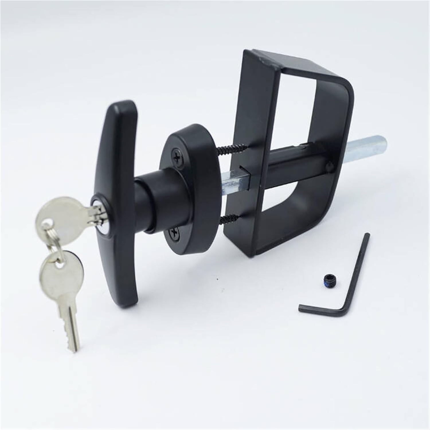 Alloy T-Handle MS333 Door Lock Set for Shed and Trailer with Viable Construction Shaft Lock 1Pcs(Glass Door)